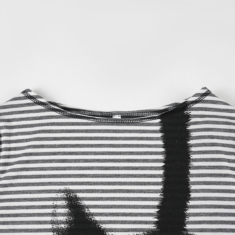 Striped long sleeve kitty pattern stitch top  | Festival Outfits Women
