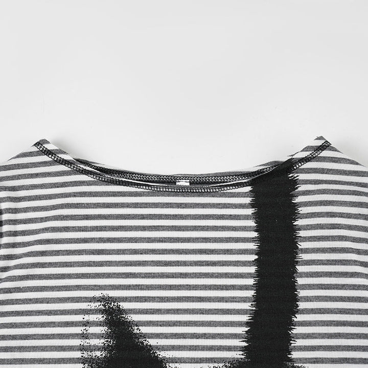 Striped long sleeve kitty pattern stitch top  | Festival Outfits Women