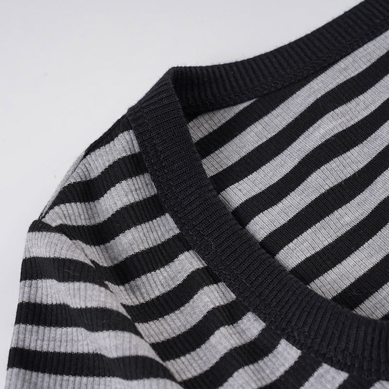 Long sleeve striped square neck low rise pant set  | Festival Outfits Women