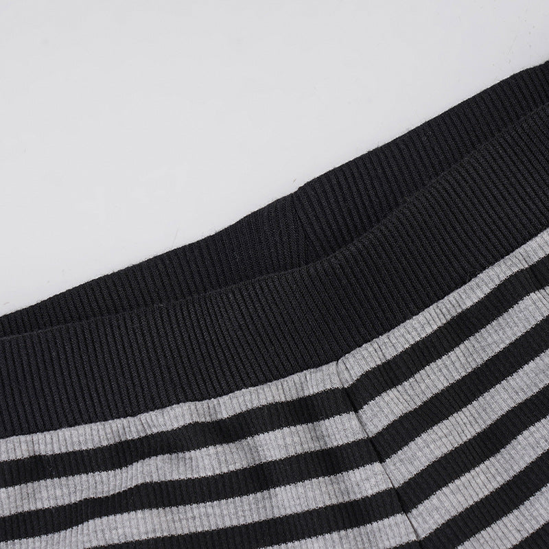 Long sleeve striped square neck low rise pant set  | Festival Outfits Women