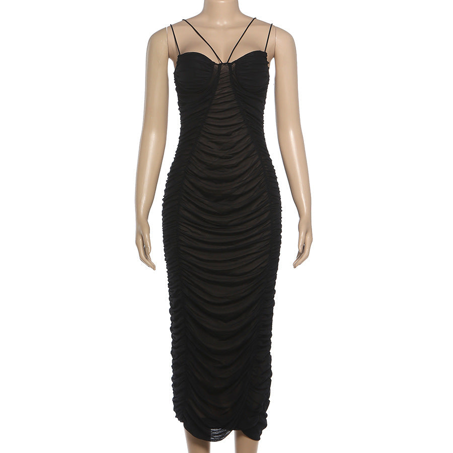 Ruched mesh cami maxi dress  | Festival Outfits Women