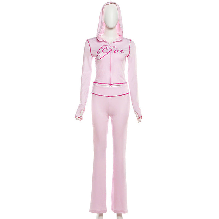 Hoodie long sleeve letter print pant set  | Festival Outfits Women