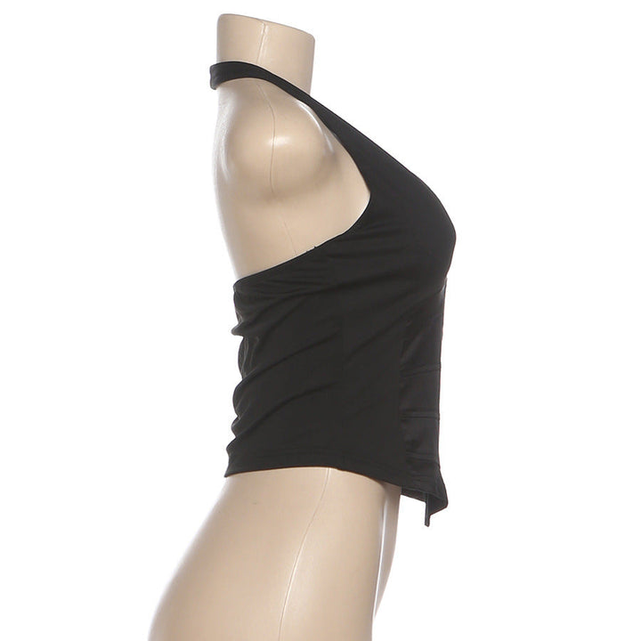 Halter v neck backless button top  | Festival Outfits Women