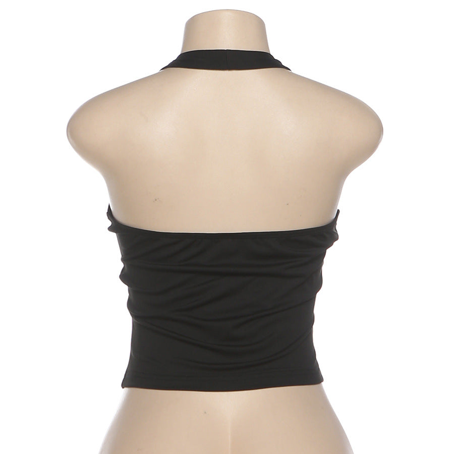 Halter v neck backless button top  | Festival Outfits Women