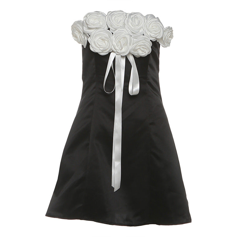 Flower applique zip-up mini dress  | Festival Outfits Women