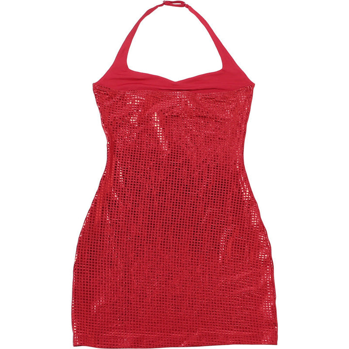 Halter backless metallic mini dress  | Festival Outfits Women