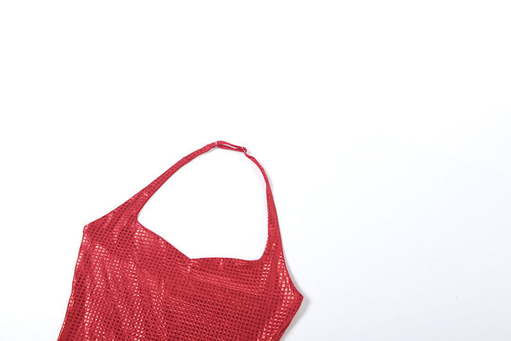 Halter backless metallic mini dress  | Festival Outfits Women