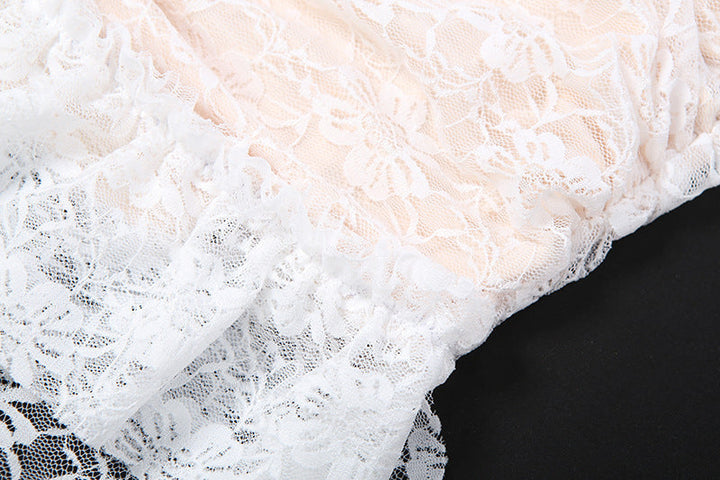 Lace ruched ruffle maxi skirt  | Festival Outfits Women