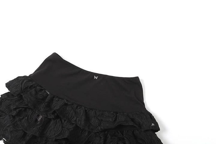 Butterfly applique ruffle mini skirt  | Festival Outfits Women