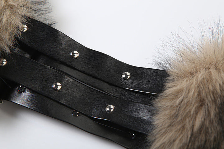 Fluffy slit buckle mini skirt  | Festival Outfits Women