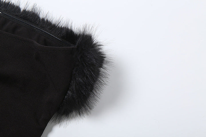 Fluffy patchwork backless tube top  | Festival Outfits Women