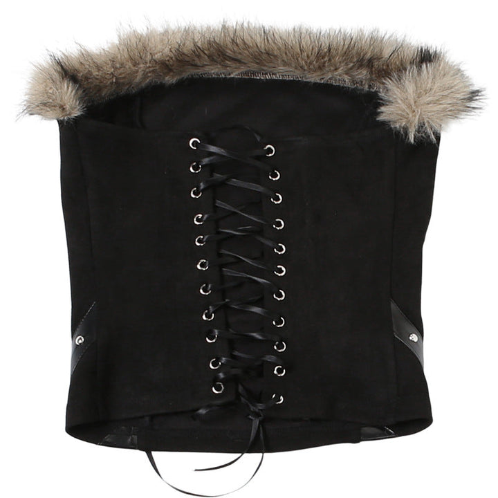 Fluffy lace up tube top  | Festival Outfits Women