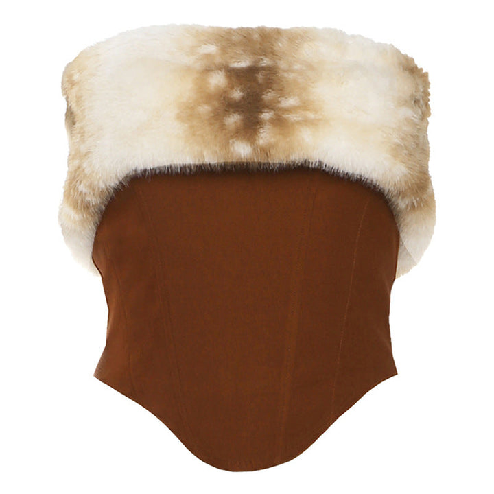 Fluffy zip-up backless tube top  | Festival Outfits Women