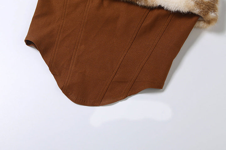 Fluffy zip-up backless tube top  | Festival Outfits Women