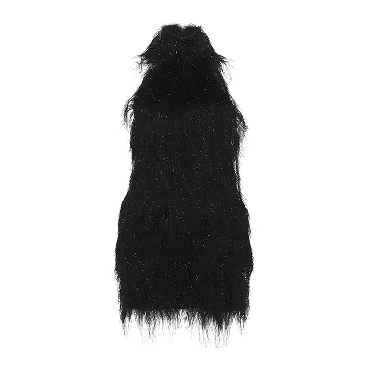 Halter tassels backless solid mini dress  | Festival Outfits Women