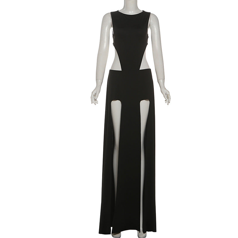 Crewneck sleeveless button slit maxi skirt set  | Festival Outfits Women