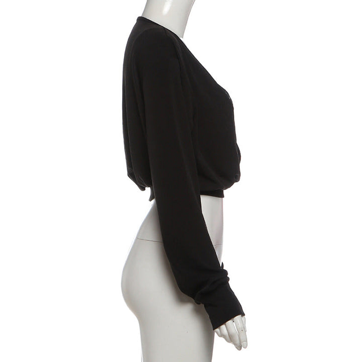 Long sleeve lace v neck cami crop 2 piece top  | Festival Outfits Women