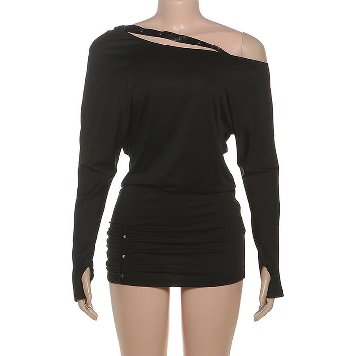 Long sleeve gloves ruched irregular mini dress  | Festival Outfits Women