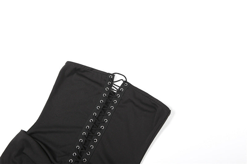 Hollow out self tie backless tube cut out maxi dress  | Festival Outfits Women