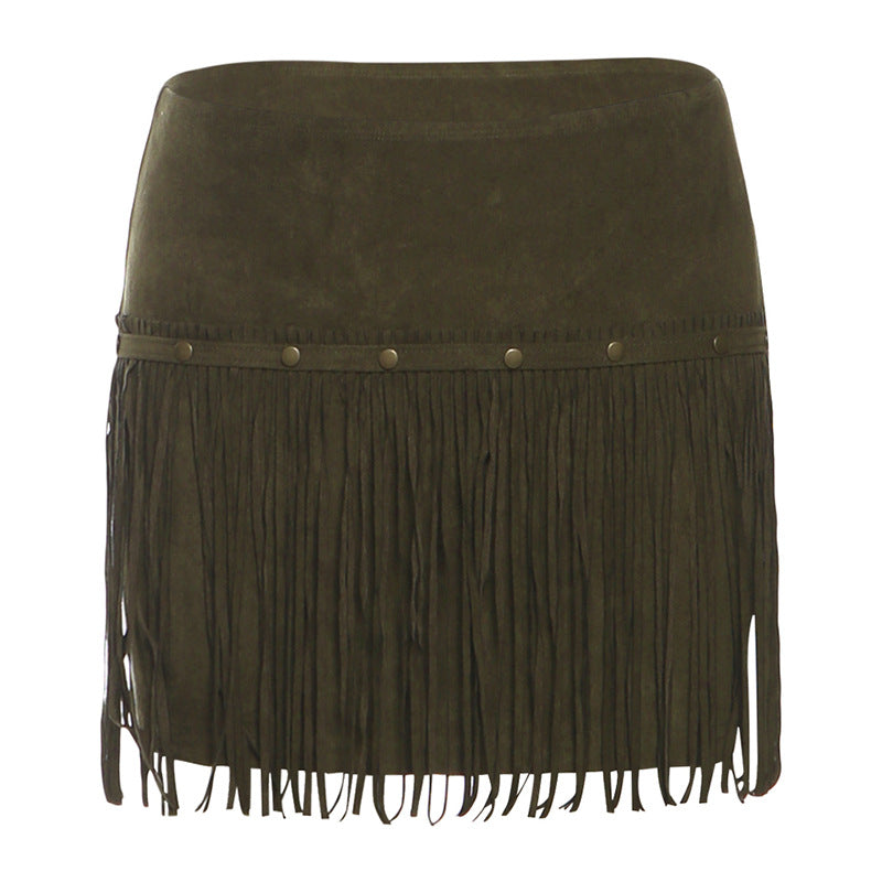 Tassels solid A line mini skirt  | Festival Outfits Women