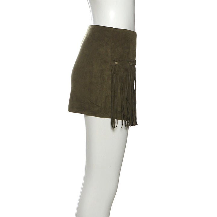 Tassels solid A line mini skirt  | Festival Outfits Women