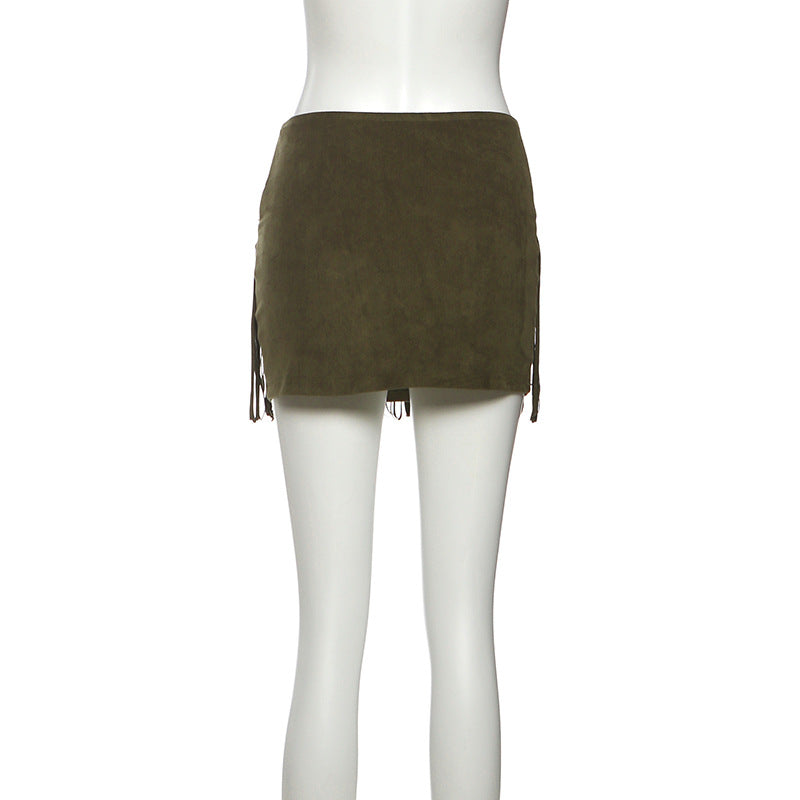 Tassels solid A line mini skirt  | Festival Outfits Women