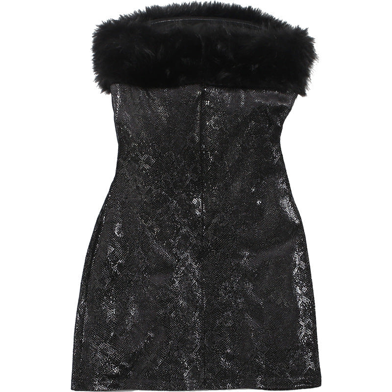 Fluffy mesh patchwork tube mini dress  | Festival Outfits Women