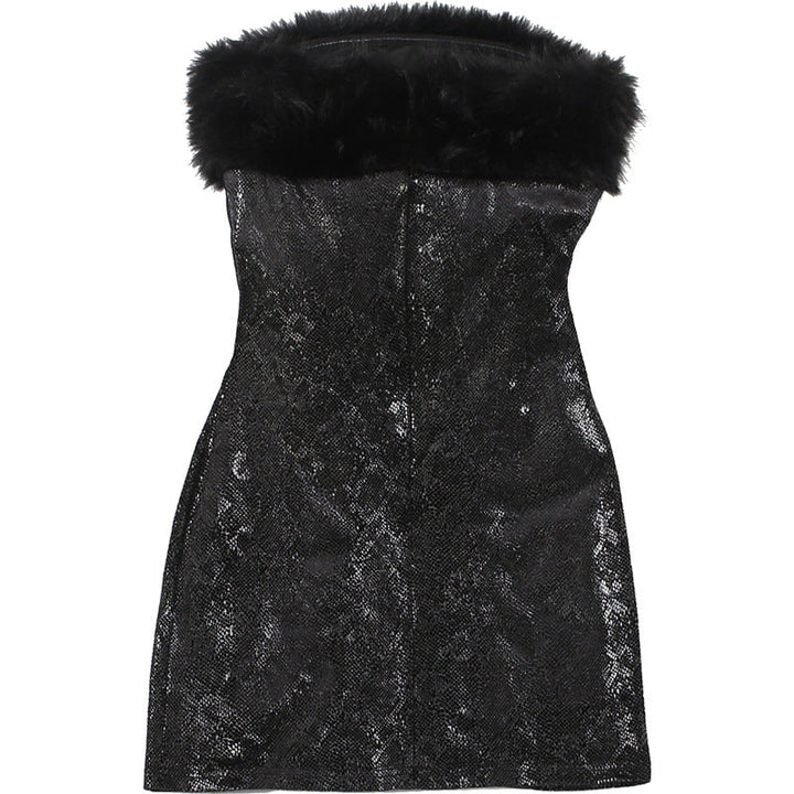 Fluffy mesh patchwork tube mini dress  | Festival Outfits Women