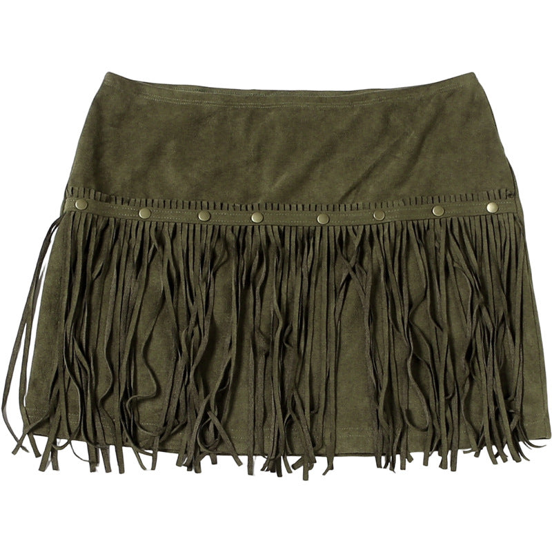 Tassels solid A line mini skirt  | Festival Outfits Women