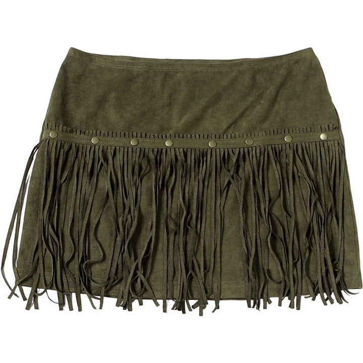 Tassels solid A line mini skirt  | Festival Outfits Women