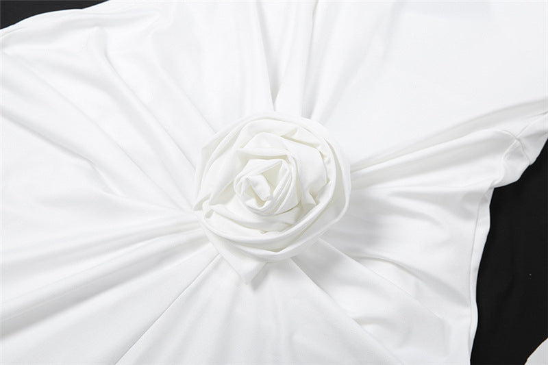 Off shoulder ruffle backless flower applique maxi dress  | Festival Outfits Women