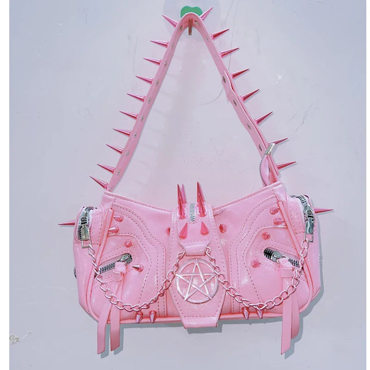 Rivet PU leather metal chain handbag  | Festival Outfits Women