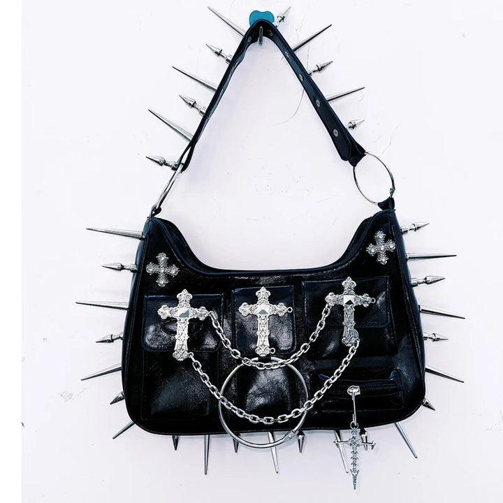 Rivet o ring metal chain handbag  | Festival Outfits Women