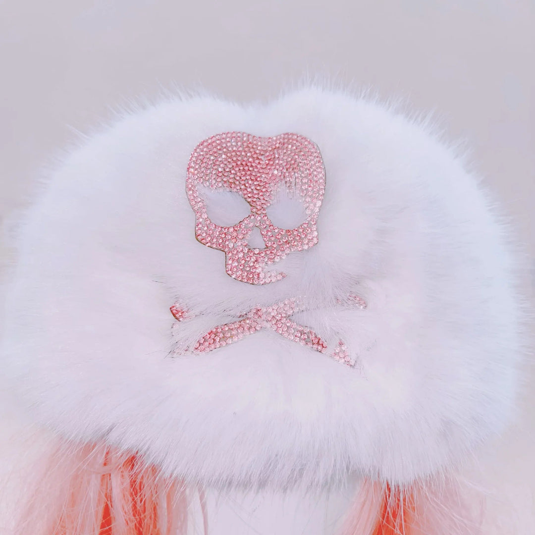 Metal chain fluffy bone applique long sleeve mini skirt set  | Festival Outfits Women