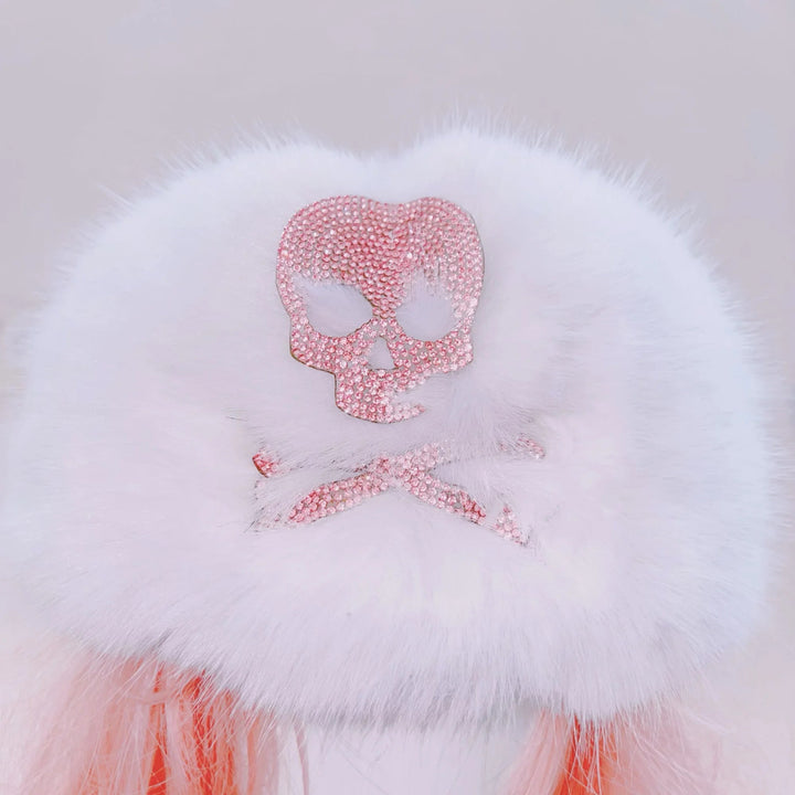 Metal chain fluffy bone applique long sleeve mini skirt set  | Festival Outfits Women