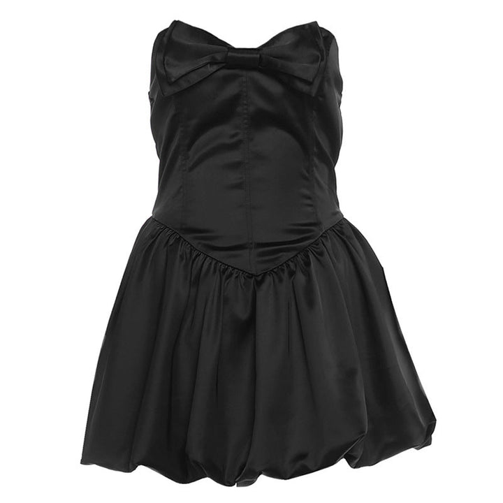 Bowknot ruched smocked sweetheart neck mini dress  | Festival Outfits Women