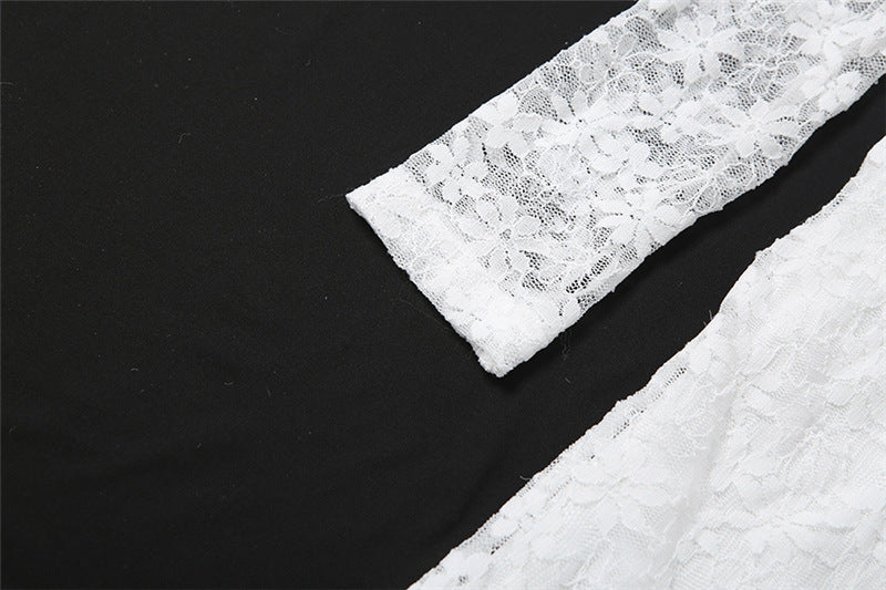 Off shoulder long sleeve lace solid maxi dress  | Festival Outfits Women