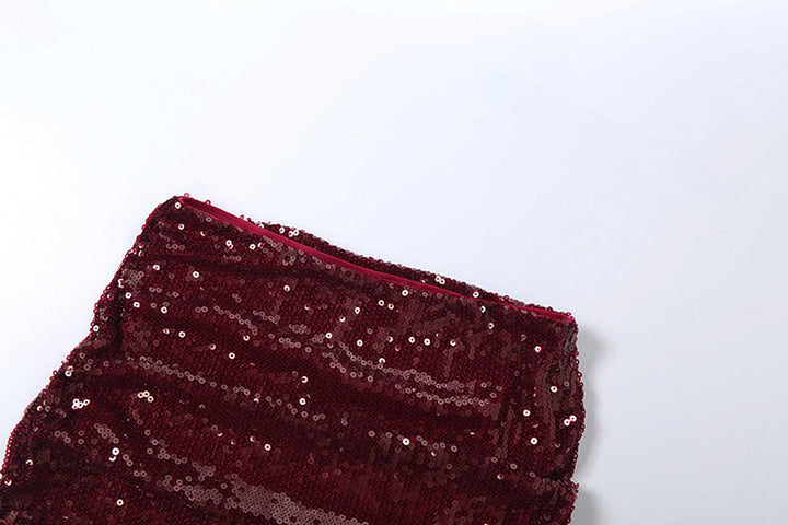 Glitter flower applique halter self tie mini skirt set  | Festival Outfits Women