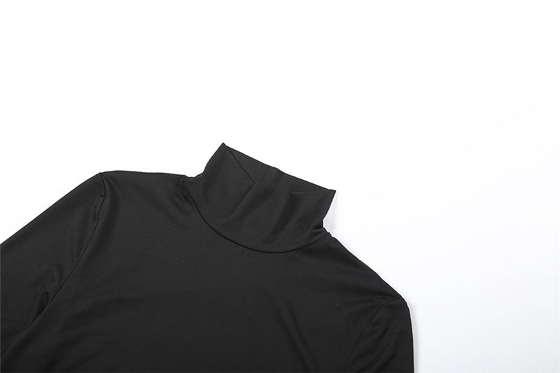 Ruched high neck long sleeve button mini dress  | Festival Outfits Women