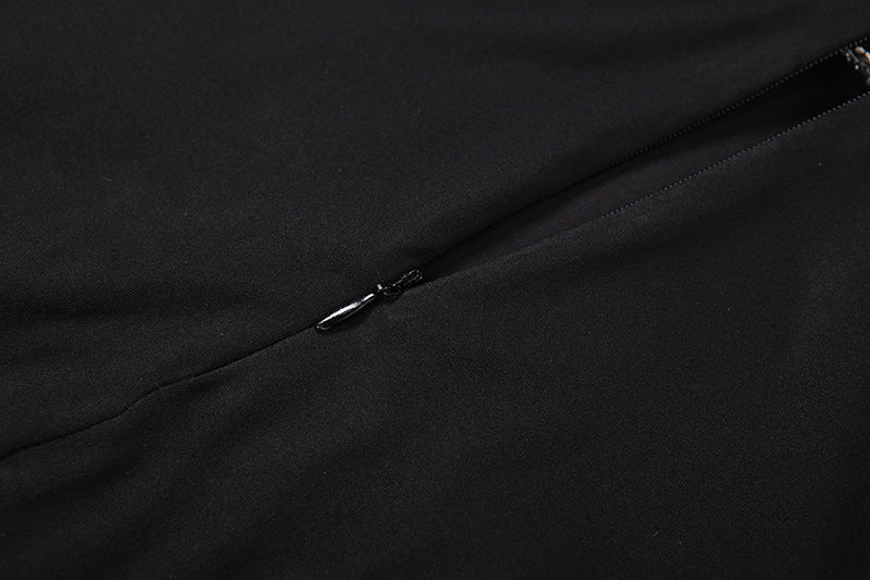 High neck fluffy long sleeve zip-up mini dress  | Festival Outfits Women