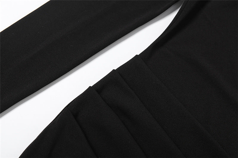 Long sleeve square neck slit ruched maxi dress  | Festival Outfits Women