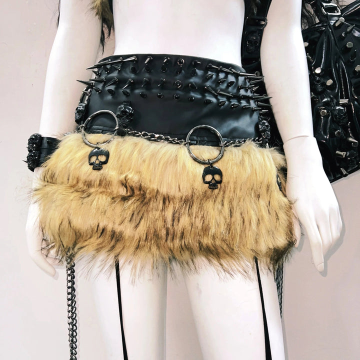 Fluffy o ring skull applique backless tube top  | Festival Outfits Women