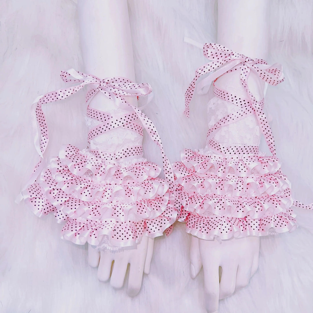 Bowknot beaded polka dot ruffle cami top  | Festival Outfits Women