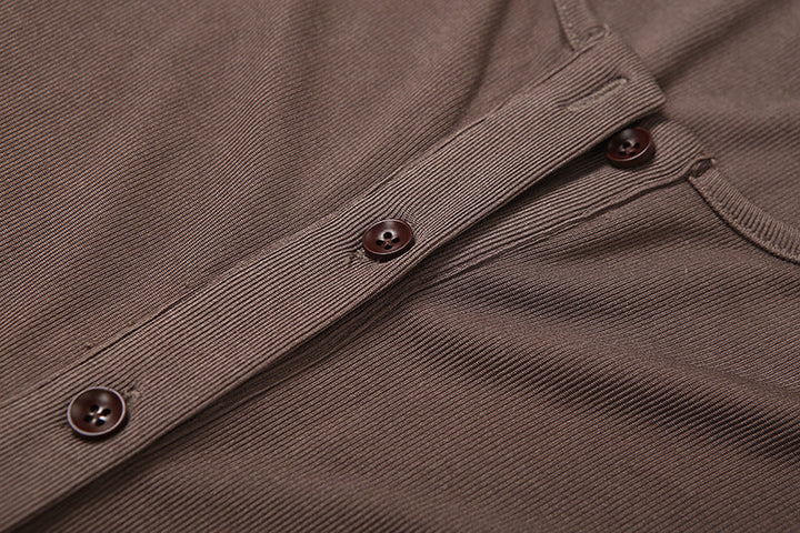 Long sleeve button round neck ruched mini dress  | Festival Outfits Women