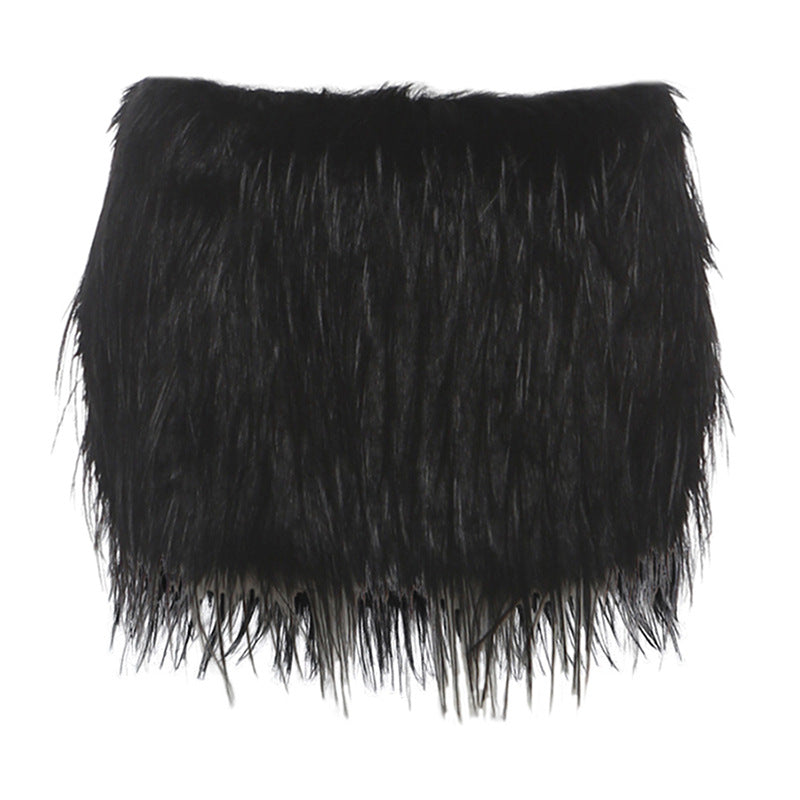 Fluffy solid zip-up mini skirt  | Festival Outfits Women