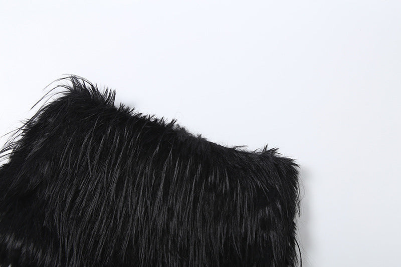 Fluffy solid zip-up mini skirt  | Festival Outfits Women