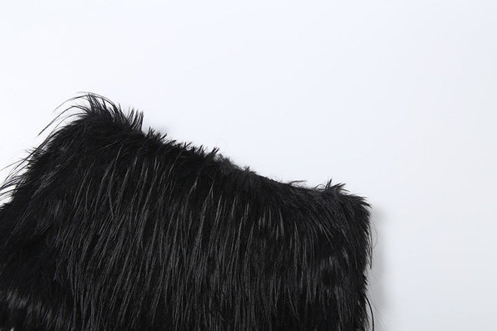 Fluffy solid zip-up mini skirt  | Festival Outfits Women