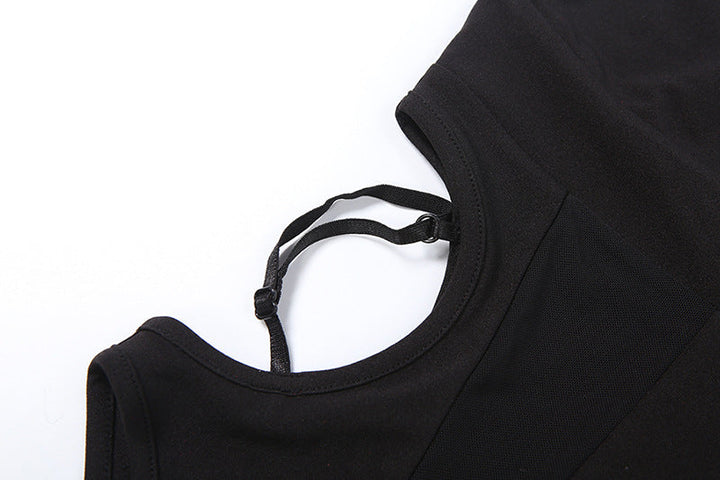 Cross front v neck button hollow out cami bodysuit  | Festival Outfits Women