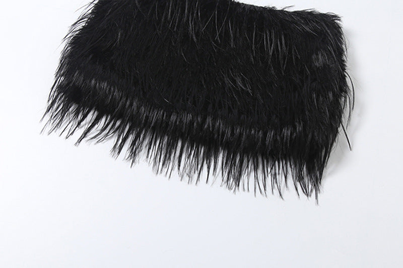 Fluffy solid zip-up mini skirt  | Festival Outfits Women