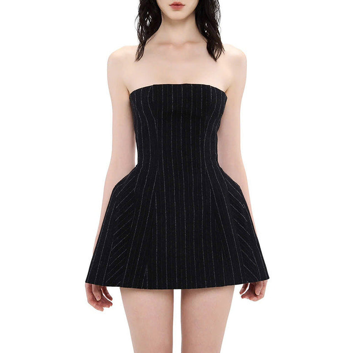 Striped backless contrast tube mini dress  | Festival Outfits Women